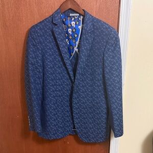 Bachrach Navy Patterned Blazer